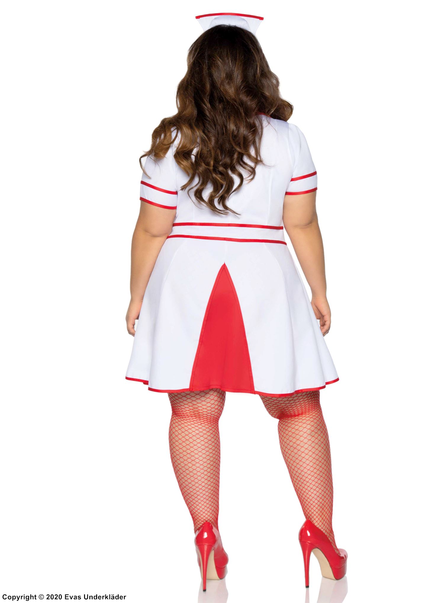 Nurse, costume dress, front zipper, XL to 4XL